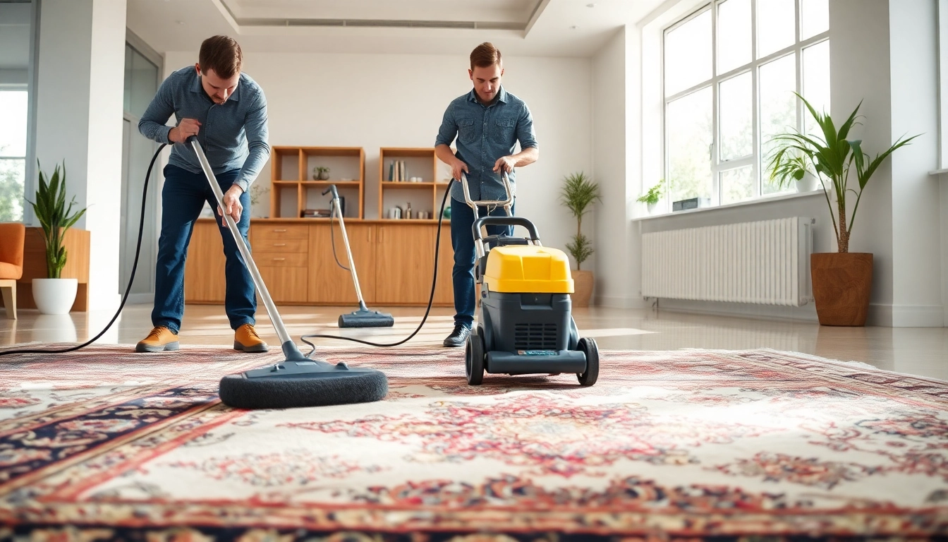 Professional team performing Lavaggio tappeto Milano with eco-friendly equipment on beautiful rugs