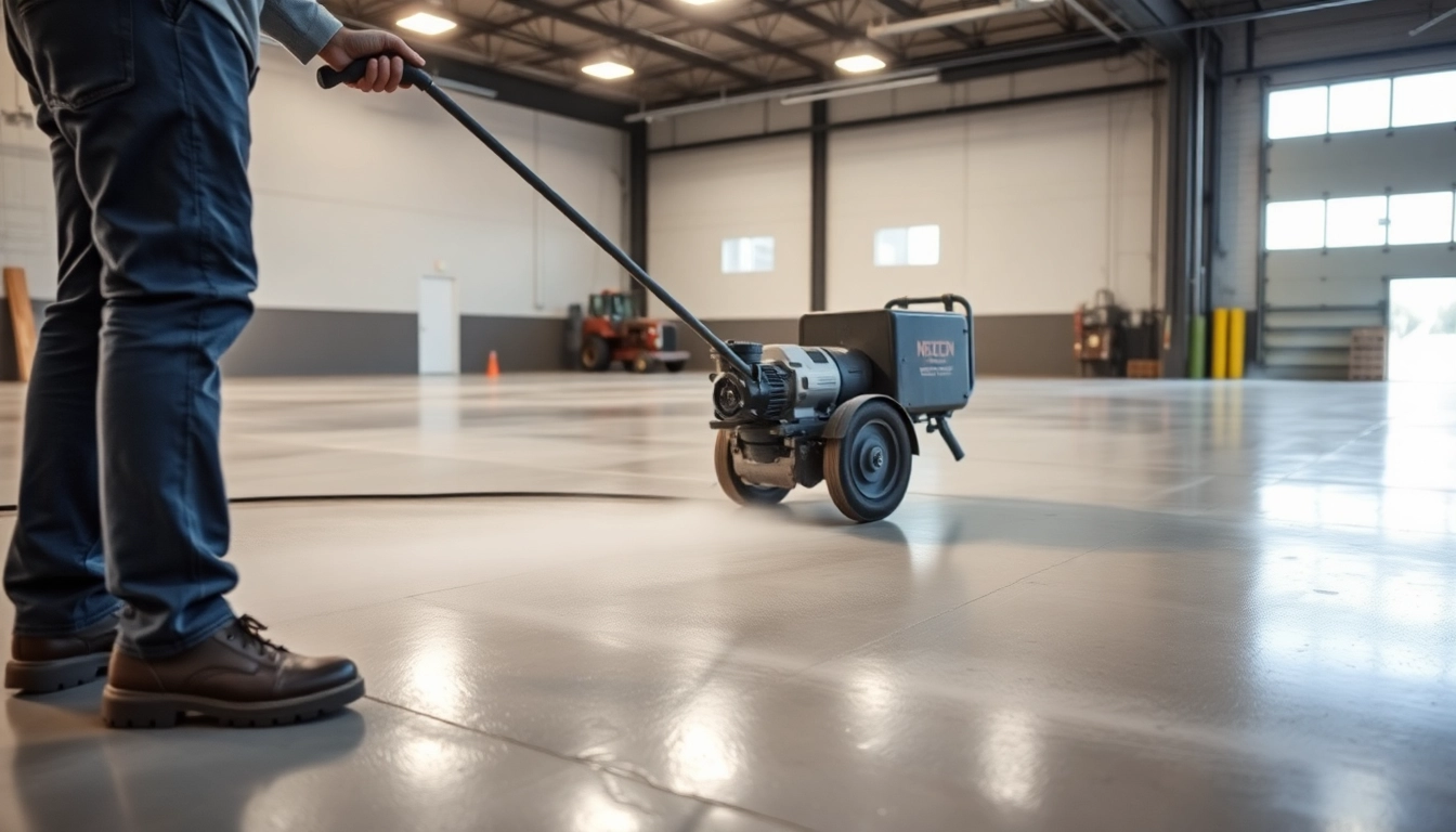 Experienced floor preparation Birmingham specialists leveling concrete surfaces with diamond